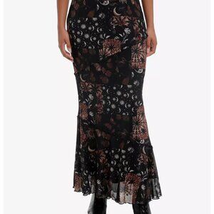 Hot Topic Black/Brown Celestial Patchwork Cosmic Aura Maxi Skirt